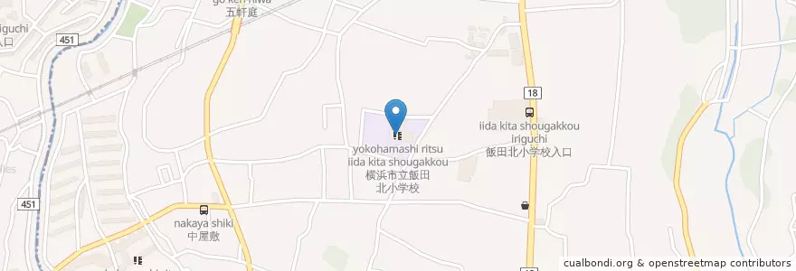 Mapa de ubicacion de 横浜市立飯田北小学校 en Japan, 神奈川県, Yokohama, 泉区.