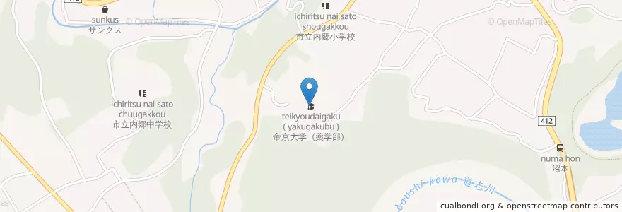 Mapa de ubicacion de 帝京大学（薬学部） en 일본, 가나가와현, 相模原市, 緑区.