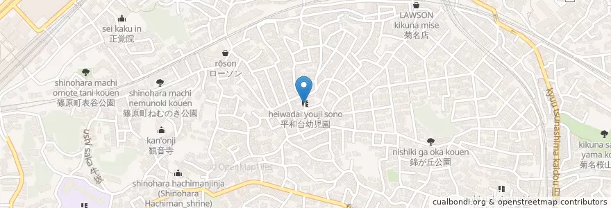 Mapa de ubicacion de 平和台幼児園 en Japan, 神奈川県, Yokohama, 港北区.