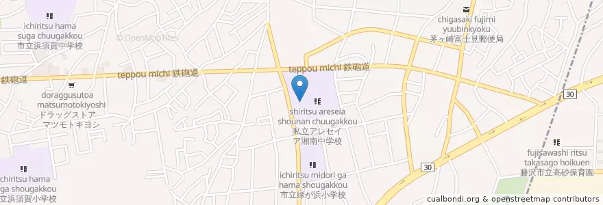 Mapa de ubicacion de 平和学園幼稚園 en Japan, 神奈川県, 茅ヶ崎市.