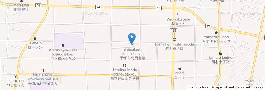 Mapa de ubicacion de 平塚市北図書館 en Japonya, 神奈川県, 平塚市.
