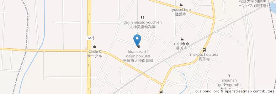 Mapa de ubicacion de 平塚市大神保育園 en 日本, 神奈川県, 平塚市.