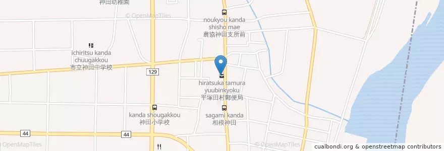 Mapa de ubicacion de 平塚田村郵便局 en Japón, Prefectura De Kanagawa, 平塚市.