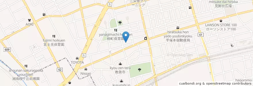 Mapa de ubicacion de 平塚警察署西仲町交番 en Japan, Kanagawa Prefecture, Hiratsuka.