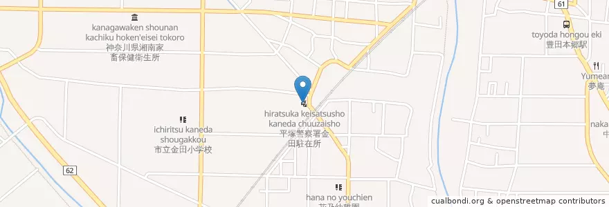 Mapa de ubicacion de 平塚警察署金田駐在所 en 일본, 가나가와현, 平塚市.