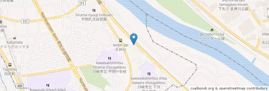 Mapa de ubicacion de 平間幼稚園 en Japón, Prefectura De Kanagawa, Kawasaki, 幸区.