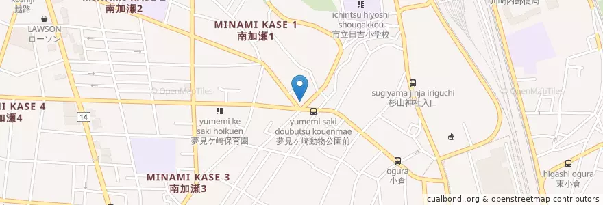 Mapa de ubicacion de 幸警察署日吉交番 en ژاپن, 神奈川県, 川崎市, 幸区.