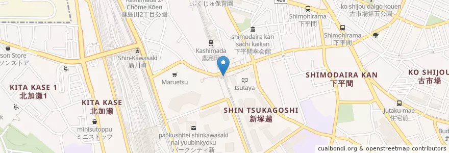 Mapa de ubicacion de 幸警察署鹿島田駅前交番 en Japonya, 神奈川県, 川崎市, 幸区.