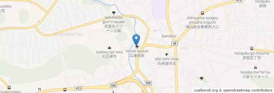 Mapa de ubicacion de 広瀬病院 en 일본, 가나가와현, 相模原市, 緑区.