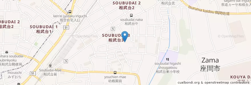 Mapa de ubicacion de 座間市立相武台保育園 en Japan, 神奈川県, 座間市.