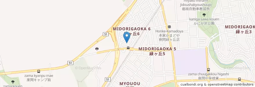 Mapa de ubicacion de 座間市立緑ケ丘保育園 en 일본, 가나가와현, 座間市.