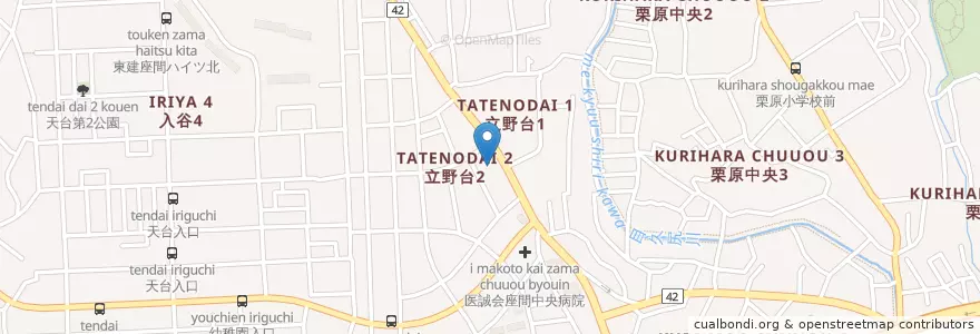 Mapa de ubicacion de 座間立野台郵便局 en Japón, Prefectura De Kanagawa, 座間市.