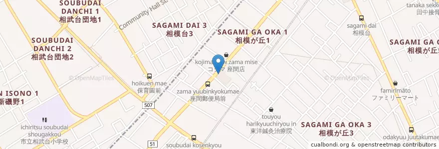 Mapa de ubicacion de 座間郵便局 en ژاپن, 神奈川県, 座間市, 相模原市, 南区.