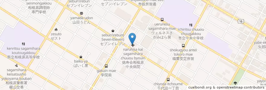 Mapa de ubicacion de 徳寿会相模原中央病院 en 日本, 神奈川県, 相模原市, 中央区.