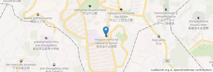 Mapa de ubicacion de 恵生会竹山病院 en Japão, 神奈川県, 横浜市.