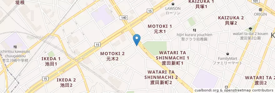 Mapa de ubicacion de 慶友会第一病院 en Japón, Prefectura De Kanagawa, Kawasaki, 川崎区.