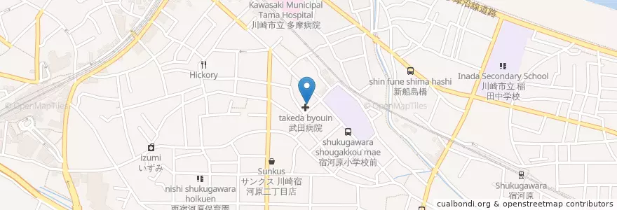 Mapa de ubicacion de 慶神会武田病院 en اليابان, كاناغاوا, 川崎市, 多摩区.