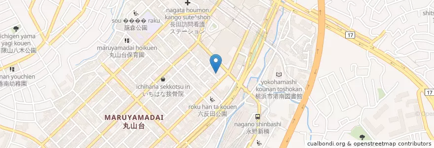 Mapa de ubicacion de 成仁会長田病院 en اليابان, كاناغاوا, 横浜市, 港南区.