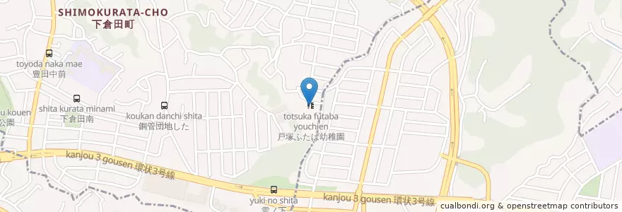 Mapa de ubicacion de 戸塚ふたば幼稚園 en 일본, 가나가와현, 요코하마시, 栄区.