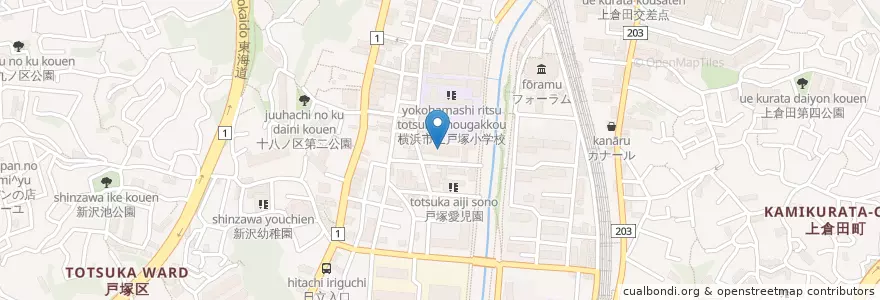 Mapa de ubicacion de 戸塚区役所 en 日本, 神奈川県, 横浜市, 戸塚区.
