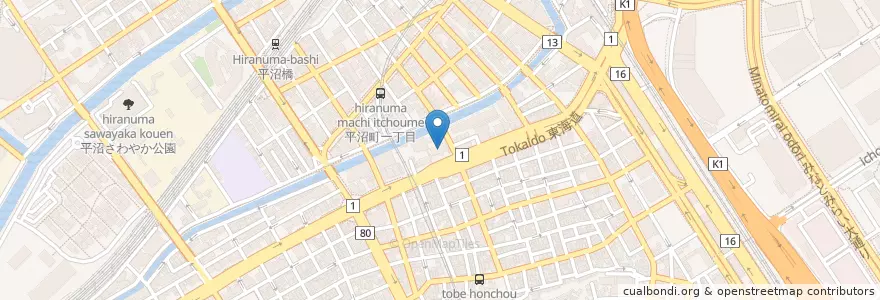 Mapa de ubicacion de 戸部警察署 en ژاپن, 神奈川県, 横浜市, 西区.