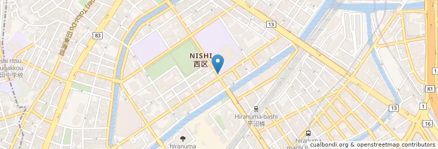 Mapa de ubicacion de 戸部警察署岡野交番 en 日本, 神奈川県, 横浜市, 西区.