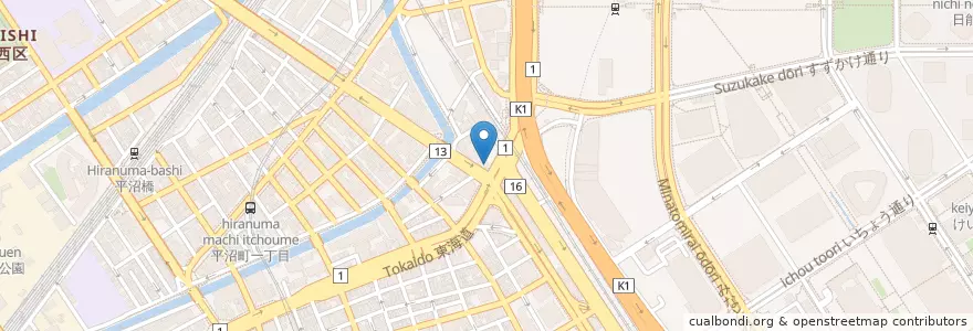 Mapa de ubicacion de 戸部警察署高島交番 en Japón, Prefectura De Kanagawa, Yokohama, Barrio Nishi.