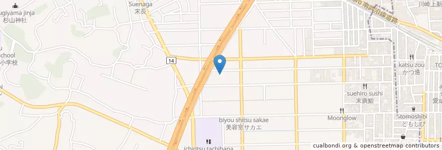 Mapa de ubicacion de 新作やはた幼稚園 en Japão, 神奈川県, 川崎市, 高津区.