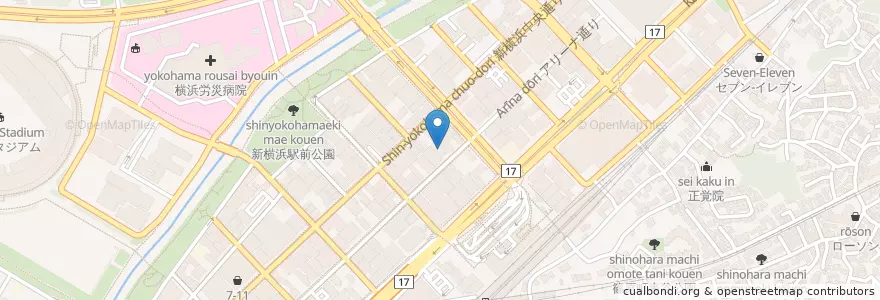 Mapa de ubicacion de 新横浜駅前郵便局 en 日本, 神奈川縣, 横滨市, 港北区.