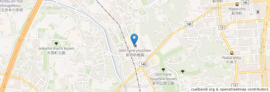 Mapa de ubicacion de 新羽幼稚園 en Giappone, Prefettura Di Kanagawa, 横浜市, 港北区.