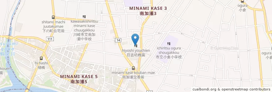Mapa de ubicacion de 日吉幼稚園 en Japão, 神奈川県, 川崎市, 幸区.