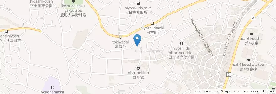 Mapa de ubicacion de 日吉病院 en Japon, Préfecture De Kanagawa, 横浜市, 港北区.