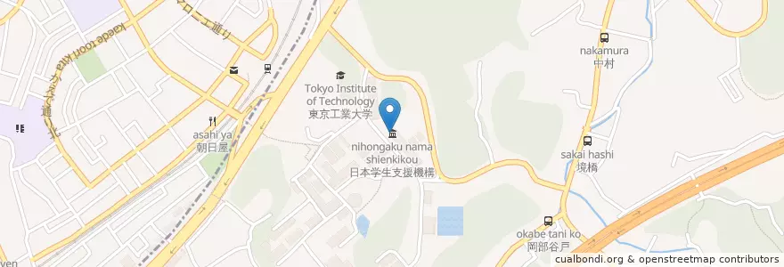 Mapa de ubicacion de 日本学生支援機構 en Japan, 神奈川県, 東京都, 緑区.