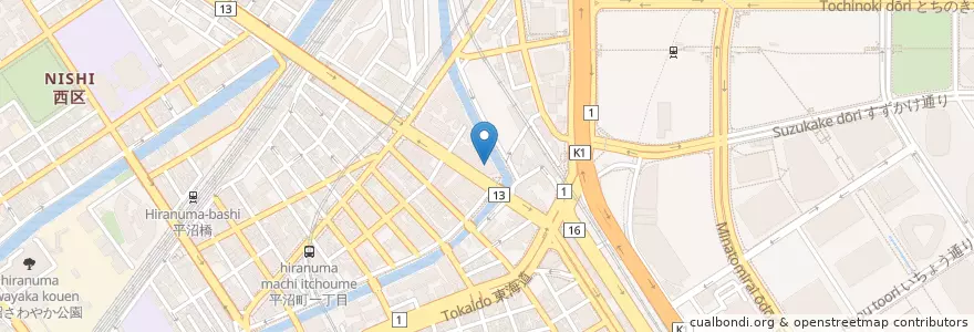 Mapa de ubicacion de 日本郵政公社南関東支社 en 日本, 神奈川縣, 横滨市, 西区.