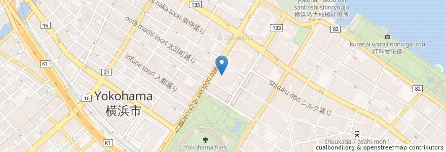 Mapa de ubicacion de 日本銀行横浜支店 en Japão, 神奈川県, 横浜市, 中区.