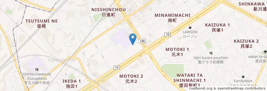 Mapa de ubicacion de 日進町保育園 en Japón, Prefectura De Kanagawa, Kawasaki, 川崎区.