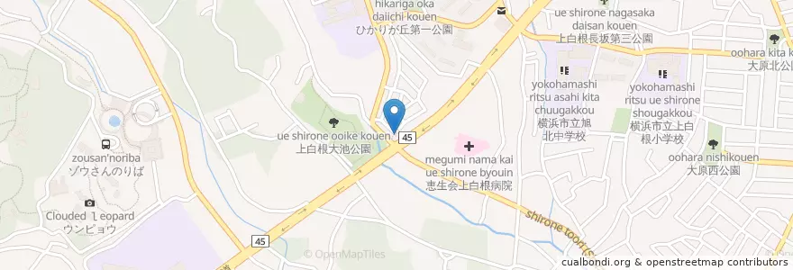 Mapa de ubicacion de 旭警察署ひかりが丘交番 en اليابان, كاناغاوا, 横浜市, 旭区.