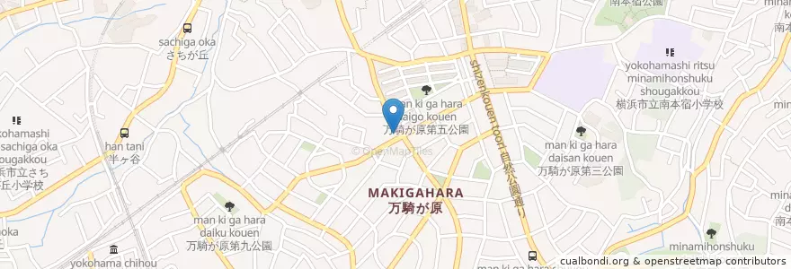 Mapa de ubicacion de 旭警察署万騎が原交番 en Japón, Prefectura De Kanagawa, Yokohama, 旭区.