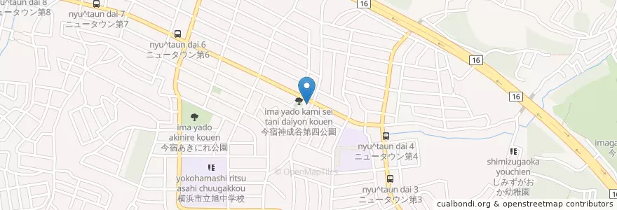 Mapa de ubicacion de 旭警察署二俣川ニュータウン駐在所 en اليابان, كاناغاوا, 横浜市, 旭区.
