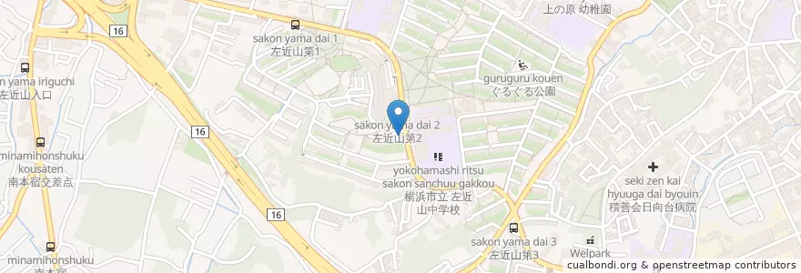 Mapa de ubicacion de 旭警察署 左近山交番 en 일본, 가나가와현, 요코하마시, 旭区.