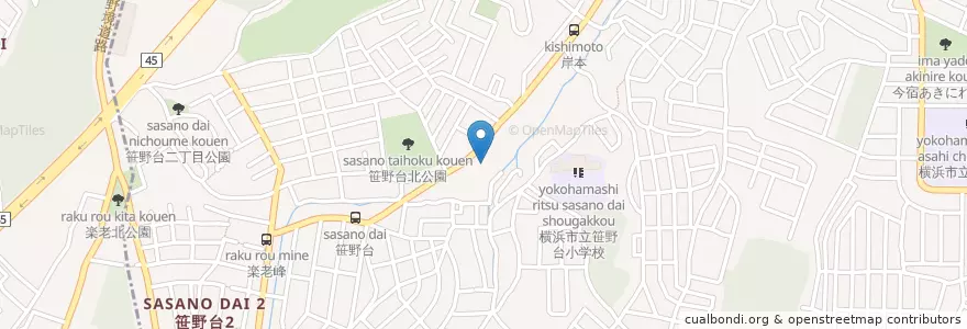 Mapa de ubicacion de 旭警察署笹野台交番 en Japan, Kanagawa Prefecture, Yokohama, Asahi Ward.