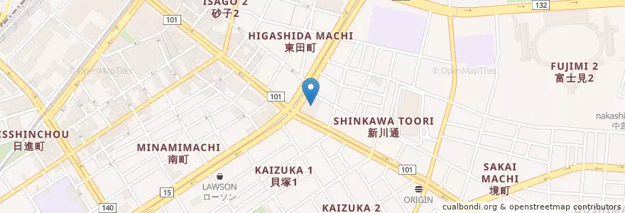Mapa de ubicacion de 明徳会総合新川橋病院 en اليابان, كاناغاوا, 川崎市, 川崎区.