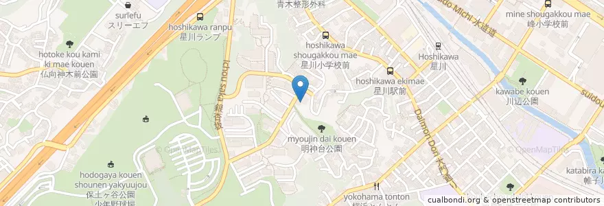 Mapa de ubicacion de 明神台保育園 en 日本, 神奈川県, 横浜市, 保土ヶ谷区.