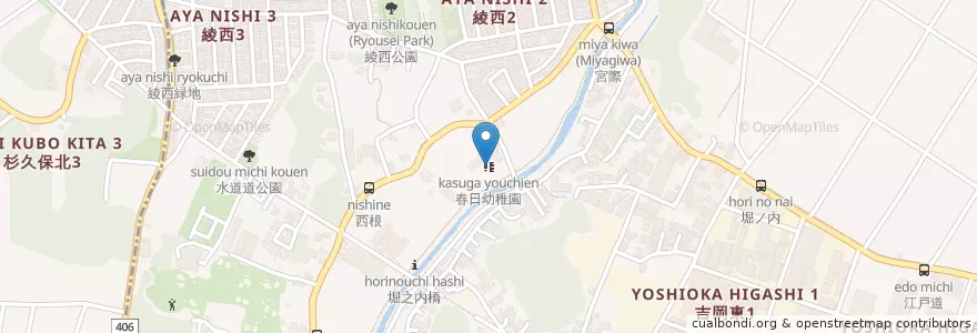 Mapa de ubicacion de 春日幼稚園 en Japão, 神奈川県, 綾瀬市.