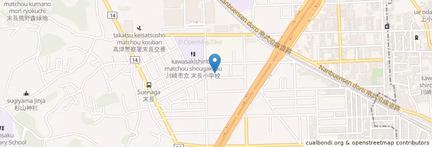 Mapa de ubicacion de 末長保育園 en اليابان, كاناغاوا, 川崎市, 高津区.