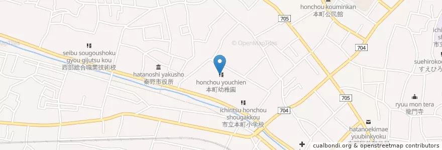 Mapa de ubicacion de 本町幼稚園 en Japonya, 神奈川県, 秦野市.
