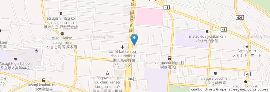 Mapa de ubicacion de 東京国税局 厚木税務署 en Япония, Канагава, Ацуги.
