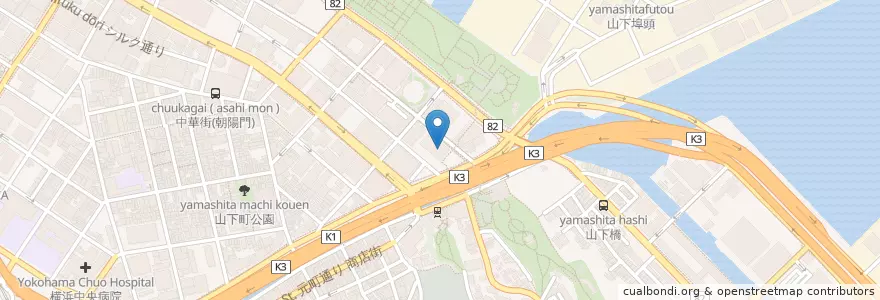 Mapa de ubicacion de 東京国税局横浜中税務署 en Japan, Präfektur Kanagawa, Yokohama, 中区.