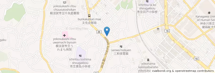 Mapa de ubicacion de 東京国税局横須賀税務署 en 일본, 가나가와현, 横須賀市.