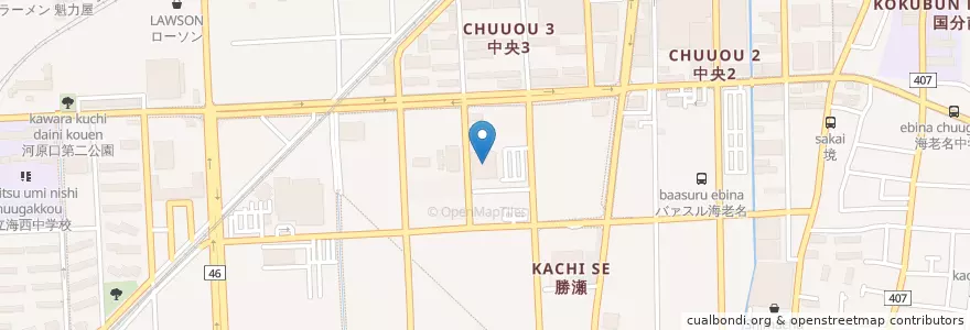 Mapa de ubicacion de 東日本循環器病院 en Japan, Präfektur Kanagawa, 海老名市.